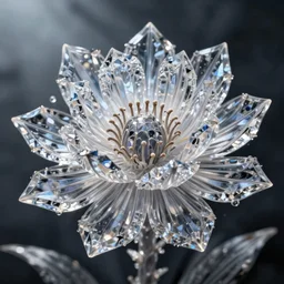 photograph of a crystal emanation flower, hyper-realistic, ultradetailed