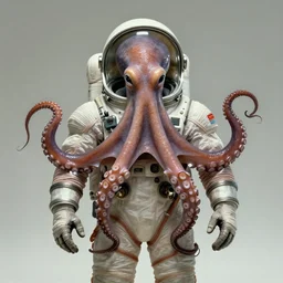 divine octopus wearing a spacesuit, centered, portrait by Greg Hildebrandt, studio lighting, muted colors, by Terry Richardson, by Leonardo DaVinci, by Stanley Kubrick, ultrarelistic, extreme detail, caustics, trending on Artstation, 8K, octane renderer, rtx on