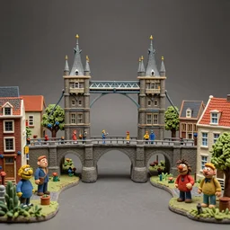 medium format photograph of a claymation diorama of the waalbrug nijmegen, detailed, by erwin olaf, joop geesink, wes anderson, jim henson, brian froud, breathtaking, 8 k resolution, beautiful lighting, studio light, extremely detailed, establishing shot, realistic materials, hasselblad, hyperrealistic