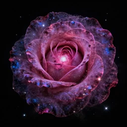 beautiful rose made of stunning nebula and stars, on black background, highly detailed, intricate texture, trending on deviantart and artstation