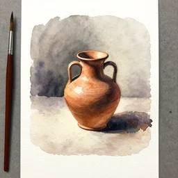 small centered on watercolor paper, paint brush strokes, abstract watercolor painting of viking pottery, clay work, cinematic light, national romanticism by hans dahl, by jesper ejsing, by anders zorn, by greg rutkowski, by greg manchess, by tyler edlin