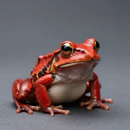 professional studio photo of red frog with horn, macro photography, national - geographic, artstation
