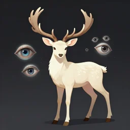 Pale Deer with six eyes, detailed award-winning digital 2d fantasy art, trending on ArtStation