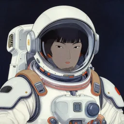 a beautiful ukiyo painting of samurai in space futuristic helmet, wearing space techwear, detailed symmetrical close up portrait, intricate complexity, by takato yamamoto, wlop, krenz cushart, makoto shinkai, cinematic dramatic atmosphere, sharp focus