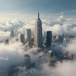 A city suspended in the clouds , Greg rutkowski, Trending artstation, cinematográfica, digital Art
