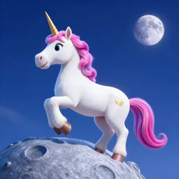 unicorn dreaming of a trex on the moon, colorful, modern, disney, in style of pixar, highly detailed, sharp focus, digital painting