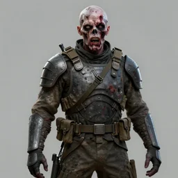 Zombie wearing soldier armor, Realistic Concept art