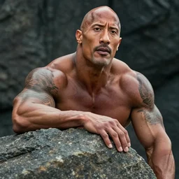 Dwayne Johnson as a rock, photoreal, photo, realistic