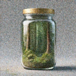 Professional 3D render of a forest in a jar