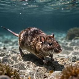 rat swimming underwater