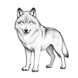 tattoo stencil. pencil line drawing, black and white vector, photoshop wolf