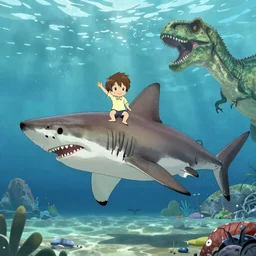 shark on a dinosaur