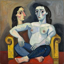 netflix and till, in the style of picasso