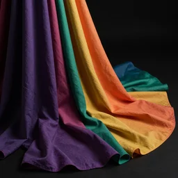 colorful beautiful fabrics, volumetric dramatic light, dark black background, sharp focus, highly realistic, octane render, art by greg rutsowski