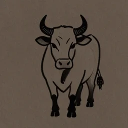 minimalistic ink drawing of a demonic cow