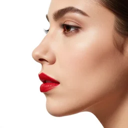 a mexican woman's face in profile, red lips, white background, dynamic, ultra detailed, 4 k, illustration, by kehinde wiley, kadir nelson, john william waterhouse