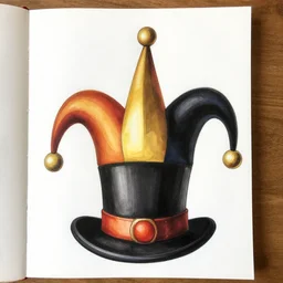 clothing design concepts sheet, top hat jesters crown,