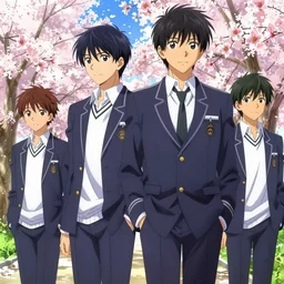 boy's love anime high school spring scene noon setting, high detail concept art, perfect proportions fine face, tall handsome guys, avant uniform, vivid colors, romantic undertones, realistic shaded lighting poster fantasy art ilya kuvshinov, katsuhiro, jeremy lipking and michael germash, makoto shinkai, loish and clamp style, best selling artist
