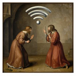 medieval painting of the wifi not working