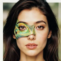 closeup portrait of a woman with the face of a lizard, by Annie Leibovitz and Steve McCurry, natural light, detailed face, CANON Eos C300, ƒ1.8, 35mm, 8K, medium-format print
