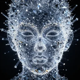 fractal - patterned face made of mono color crystal, dynamic lighting, 8 k