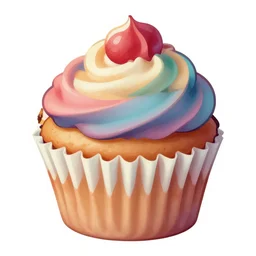 colourful cupcake, vector style, realistically shaded
