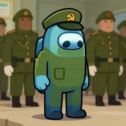 among us character in the soviet military form