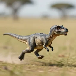 award winning photo by saul leiter of a tiny gray dinosaur running in the savannah, motion blur, tiny gaussian blur, insanely detailed, insanely intricate, depth of field, low contrast, summer, wide aperture, action photography