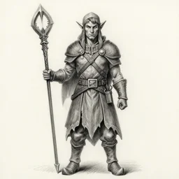 elf ranger, character, dungeons and dragons, pencil art, high quality