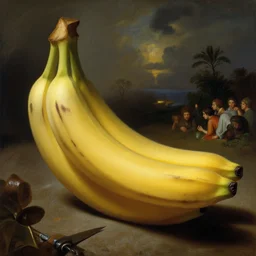 a banana in the style of wayne barlowe, gustav moreau, goward, bussiere, roberto ferri, santiago caruso, luis ricardo falero, austin osman spare