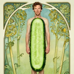 art nouveau of benedict cumberbatch in a cucumber outfit