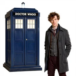 the 1 1 th doctor from doctor who meeting sherlock holmes from sherlock in the tardis of the 1 1 th doctor