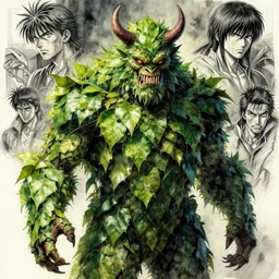 portrait, a monster made out of pot leaves, watercolor, dramatic lighting, cinematic, establishing shot, extremely high detail, foto realistic, cinematic lighting, pen and ink, intricate line drawings, by Yoshitaka Amano, Ruan Jia, Kentaro Miura, Artgerm, post processed, concept art, artstation, matte painting, style by eddie mendoza, raphael lacoste, alex ross