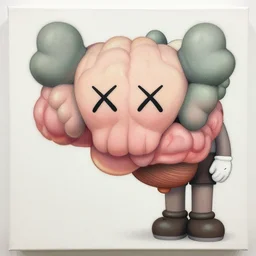 cute brain by shusei nagaoka, kaws, david rudnick, airbrush on canvas, pastell colours, cell shaded, 8 k