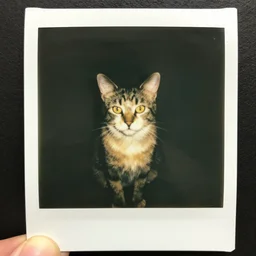 a polaroid picture of a zombie! cat! rembrandt lighting
