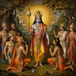 an epic cinematic scene from Ramayan, by Hieronymus Bosch, oil on canvas, trending on ArtStation, detailed, 8K, HD,
