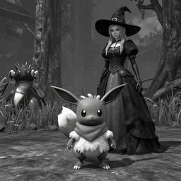 trailcam footage grayscale low saturation video game elden clay growlithe : murkrows reprisal star resident evil unreal engine mismagius mystery skyrim dungeon ultrahd resident eevee wearing bandanna standing in front of giratina, maidenless wearing witch hat pokemon nextgen