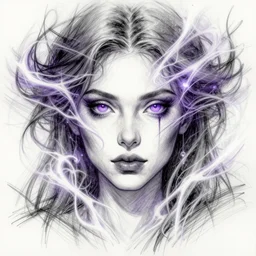 a sketch drawing, ultra detailed, portrait, mystical, energy, witch, fantastic, magic, beautiful eyes, beautiful woman, surreal, trending on artstation