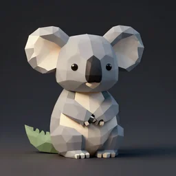 low - poly render, by rembrandt, studio lighting, dark background, crocodile koala, paper