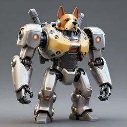 humanoid heavy battle robot with the head of a dog