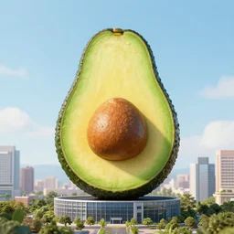 avocado designed as skyscraper, photography