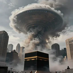 [alien invasion Kaaba niqab] ufo spotted in new york. There is a large behemoth cloud. The large smoke entity is trampling the city.