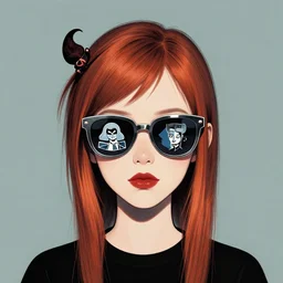 witchpunk girl portrait digital sunglasses, illustrated by edward gorey, escher, aschenbach, mikko