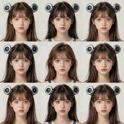 portrait mosaic of a beautiful cute girl with robot ears and eyes, 4k, intricate details, digital, neoclassical