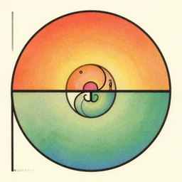 semi circle. retro art by jean giraud. fibonacci. by brian froud, yoshitaka amano, kim keever, victo ngai