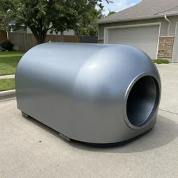 impossible smooth dented surface area big of broken machine on driveway