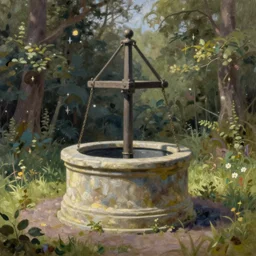an old well, highly detailed, oil painting, masterpiece, nature, fantasy illustration