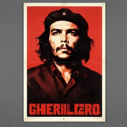 guerrillero heroico, a red and black poster with clint eastwood as che guevara, a character portrait by rene burri, behance, socialist realism, 1 9 7 0 s, colorized, associated press photo