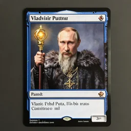 a fully pictured magic the gathering card, depicting vladimir putin as a wizzard, 8 k
