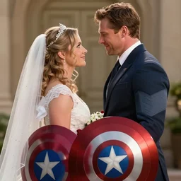 steve rogers and bucky barnes get married to each other, screenshot from the mcu : : official promotional image entertainment weekly, gay marriage, bisexual rights, wide shot of the wedding, beautiful, as played by chris evans and sebastian stan, very happy